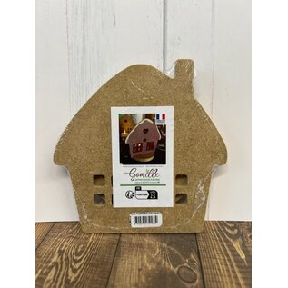 Houten figuur Huisje met houder 6mm 15x15cm