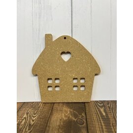 Houten figuur Huisje 6mm 12x12cm