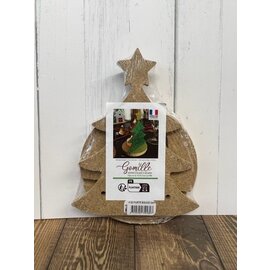 Houten figuur Kerstboom op houder 6mm 9,5x12cm