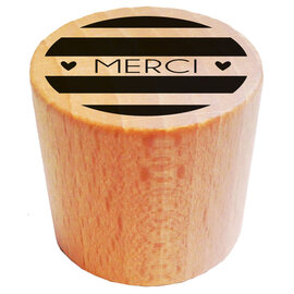 Houten stempel rond - Merci - 2,8cm