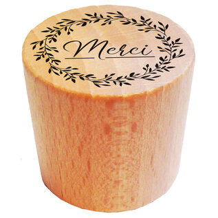 Houten stempel rond - Merci - 2,8cm