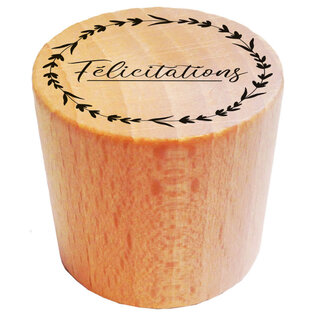 Houten stempel rond - Félicitations - 2,8cm