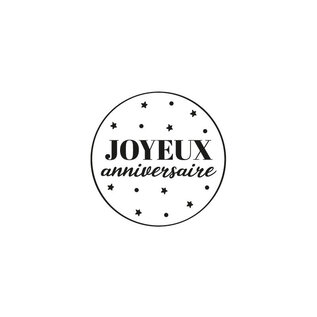 Houten stempel rond - Joyeux anniversaire - 2,8cm