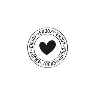 Houten stempel rond - Hart / Enjoy - 2,8cm