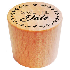 Houten stempel rond - Save the Date - 2,8cm