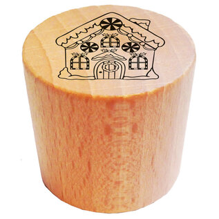 Houten stempel rond - speculaashuisje - 2,8cm