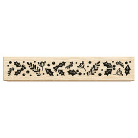 Houten stempel - Hulstbladeren - 8x1,5cm