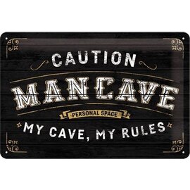 Mancave My Cave My Rules - Metalen wandbord in Reliëf 20 x 30 cm