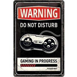 Warning Do Not Disturb Gaming In Progress Metalen wandbord in reliëf 20 x 30 cm