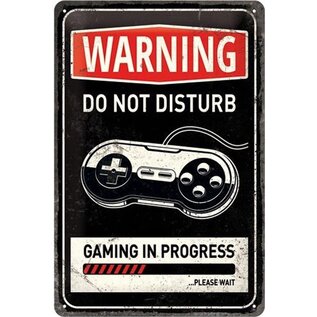 Warning Do Not Disturb Gaming In Progress Metalen wandbord in reliëf 20 x 30 cm
