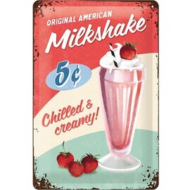 American Milkshake Metalen wandbord in reliëf 20x30 cm