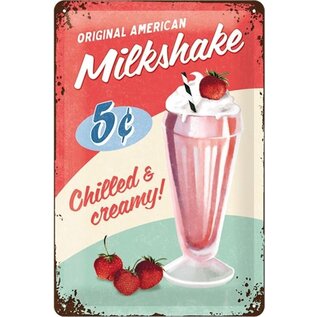 American Milkshake Metalen wandbord in reliëf 20x30 cm