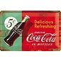 Metalen wandbord Drink Coca-Cola in bottles 20x30cm