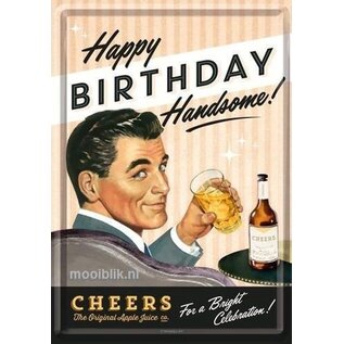 Happy Birthday Handsome! Metalen Postcard 10x14 cm