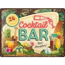 Metalen WandBord Cocktail Bar 30x40 CM