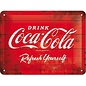 Tin Sign 15 x 20 cm Coca/Cola / 1960 red/white / Logo Refreshing