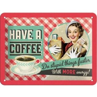 Have A Coffee Wandbord - Metaal - 15 x 20 cm