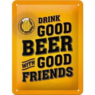 Drink Good Beer Metalen wandbord in reliëf 15 x 20 cm