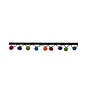 Pomponnetjes slinger multicolor, zwart lint, 1m