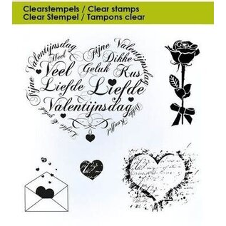 clearstamps 6x7cm - Valentijn - harten, brief - NL