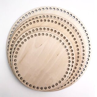 Houten tassen bodem Rond 27cm 3mm dikte, gaten van 8mm