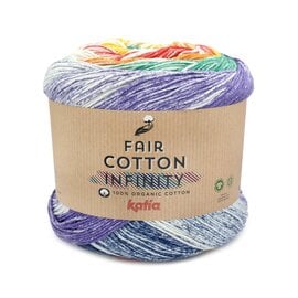 Katia FAIR COTTON INFINITY 100 Oranje-Donker blauw-Groen-Rood bad 68560