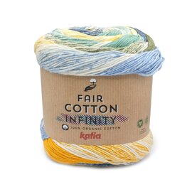 Katia FAIR COTTON INFINITY 106 Blauw-Geel-Kaki bad 68565