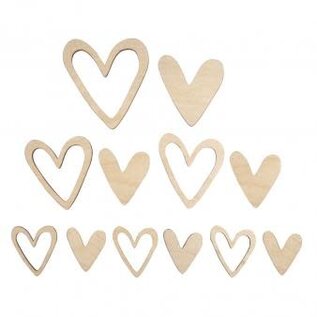 Houten deco Hart, FSC Mix Credit, ø5-10cm, gesorteerd, ZB-zak 12st., naturel