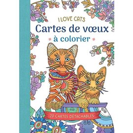 I love cats cartes de voeux à colorier