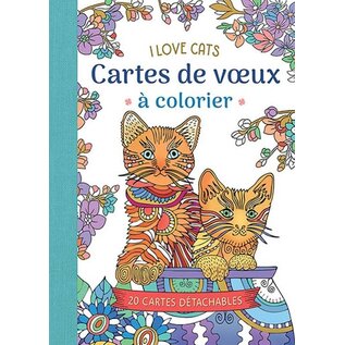 I love cats cartes de voeux à colorier