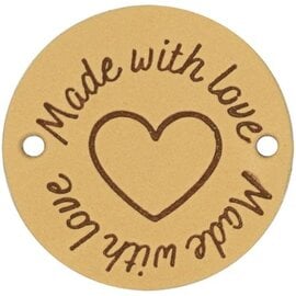 Leren Label Made with Love rond 3,5cm