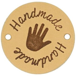 Leren Label Handmade rond 3,5cm