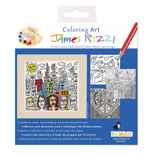 Coloring Art - James Rizzi - 4 Kleurplaten met kader