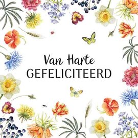 Wenskaart - Van Harte Gefeliciteerd - Groot - 228x228mm