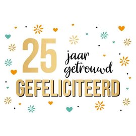 Wenskaart - 25 jaar getrouwd GEFELICITEERD - 120x170mm