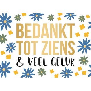 Wenskaart - BEDANKT TOT ZIENS & Veel Geluk - 120x170mm