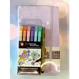 PROMO - Schetsboek Pastel Violet 13 x 21 cm 140 g 80 Vellen + Watercolor Bruch Pen set