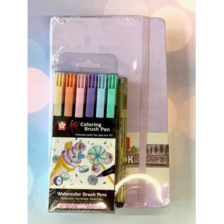 PROMO - Schetsboek Pastel Violet 13 x 21 cm 140 g 80 Vellen + Watercolor Bruch Pen set