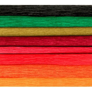 8 rollen crepepapier - oranje, rood, groen, roze, zwart, ...