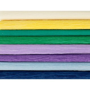 8 rollen crepepapier - paars, blauw, groen, wit, ...