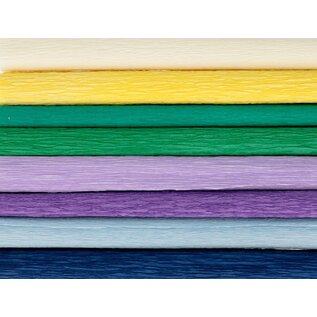 8 rollen crepepapier - paars, blauw, groen, wit, ...