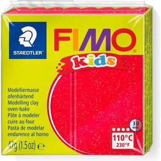 FIMO kids boetseerklei 42g, Glitter red