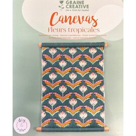 Canvas tropische bloemen 26x32cm