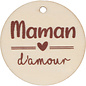 2 Silhouettes en bois Rond Papa Maman d'amour