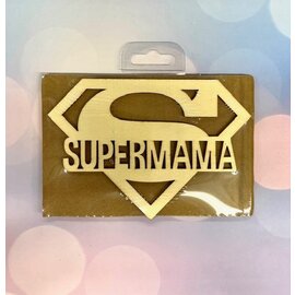 Houten bordje - SUPERMAMA - ca. 14,5x10cm