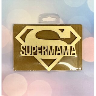 Houten bordje - SUPERMAMA - ca. 14,5x10cm