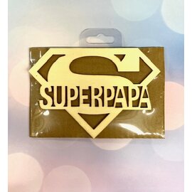 Houten bordje - SUPERPAPA - ca. 14,5x10cm