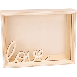 Houten kader 3D - Love - 20 cm x 15 cm x 5 cm