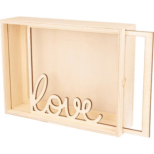 Houten kader 3D - Love - 20 cm x 15 cm x 5 cm