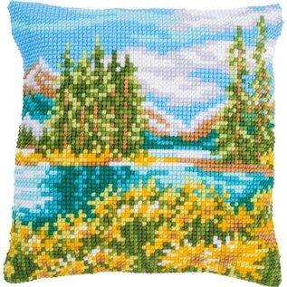 KRUISSTEEKKUSSEN KIT BERGLANDSCHAP MET MEER ca.40x40cm